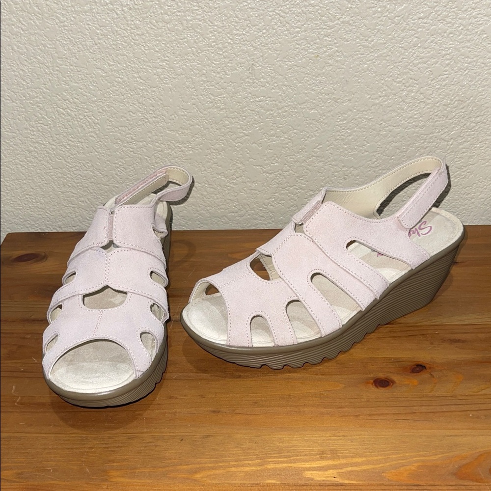 Skechers Light Pink Memory Foam Wedge Sandals